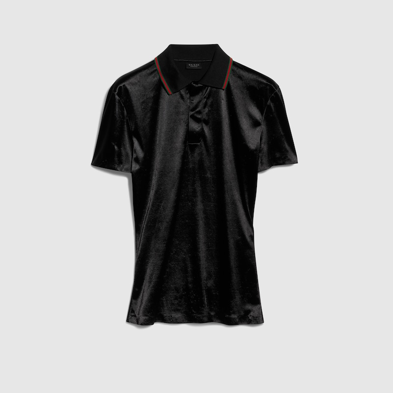 Stretch Satin Jersey Polo Shirt Stretch Satin Jersey Polo Shirt