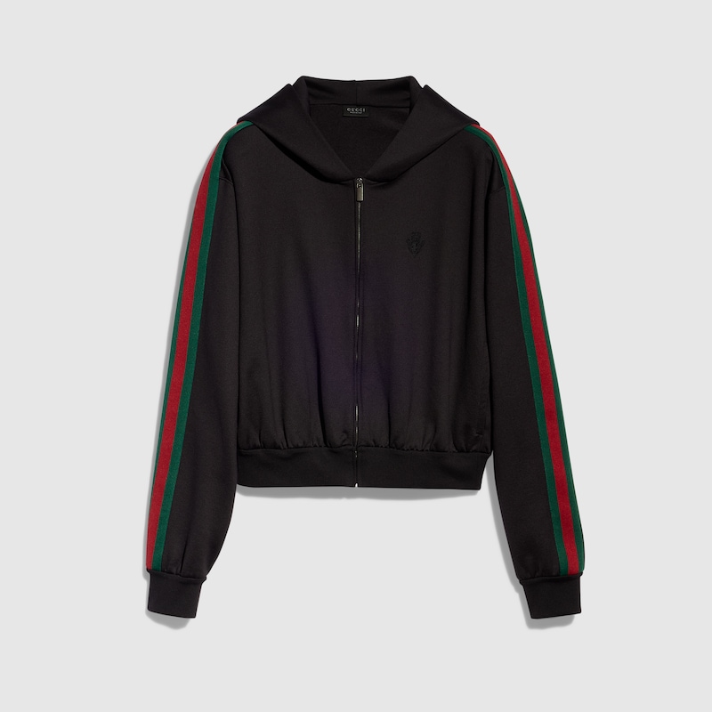 Gucci Cotton Jersey Zip Jacket With Web