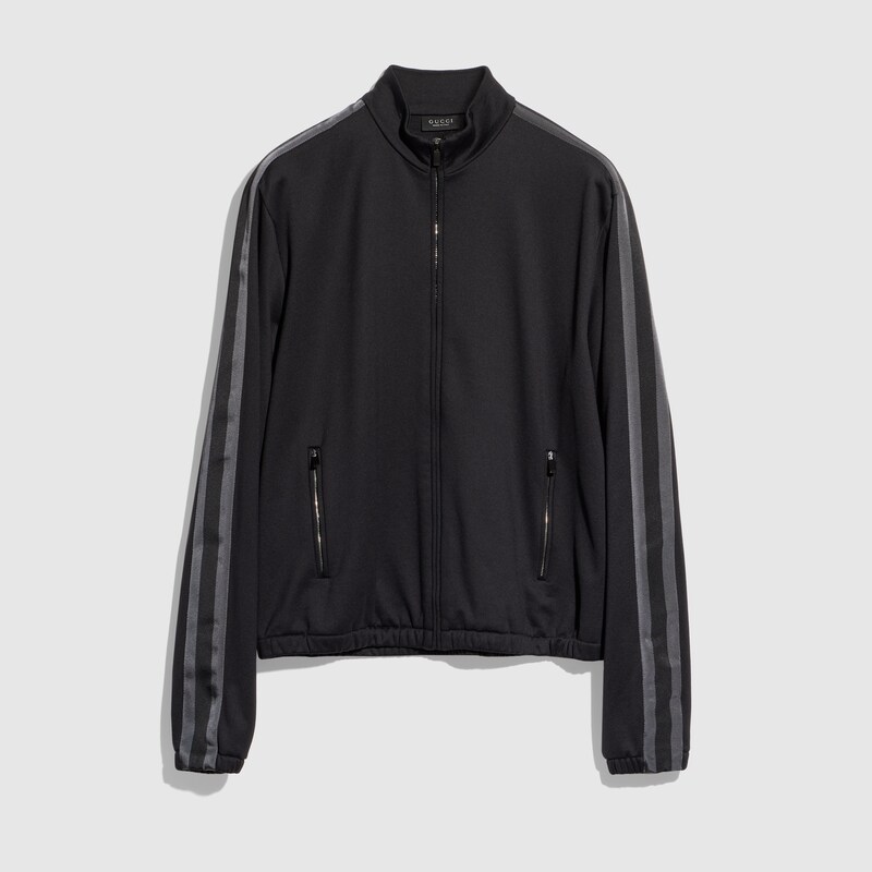 Cotton Jersey Zip Jacket With Muted Web Cotton Jersey Zip Jacket With Muted Web