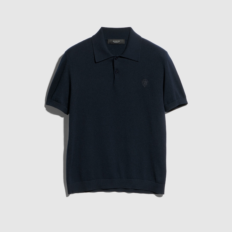 Knit Cashmere Polo Shirt With Embroidery