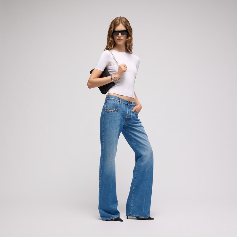 Gucci Bootcut Cotton Denim Pants With Horsebit | Thumbnail 2 Gucci Bootcut Cotton Denim Pants With Horsebit | Thumbnail 2