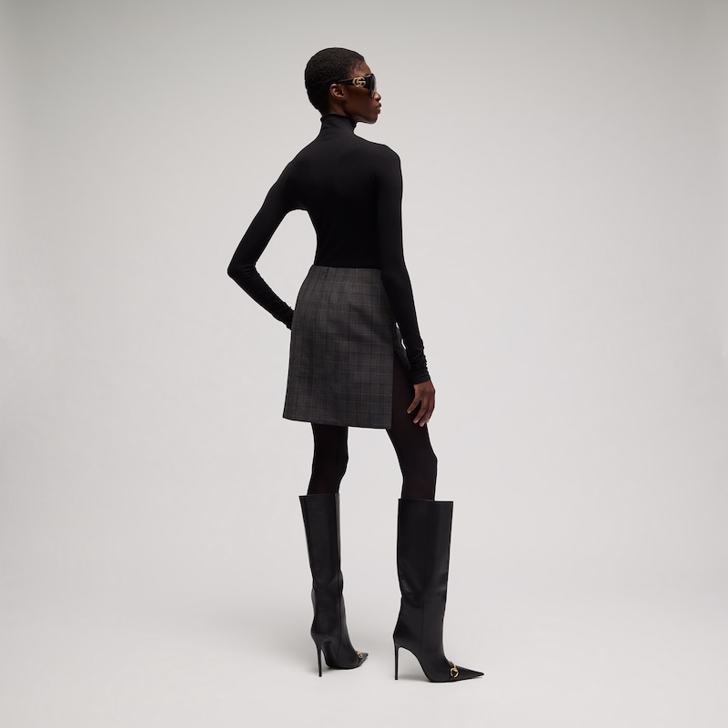 Gucci Checked Fine Wool Mini Skirt | Thumbnail 3