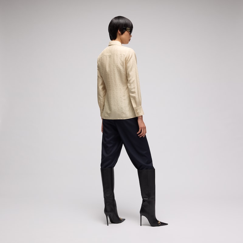Gucci Crest Silk Habotai Jacquard Shirt | Thumbnail 3 Gucci Crest Silk Habotai Jacquard Shirt | Thumbnail 3
