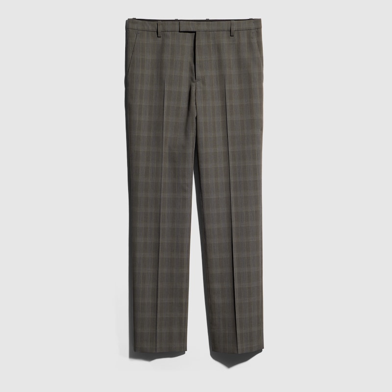 Gucci Prince Of Wales Wool Pants With Embroidery