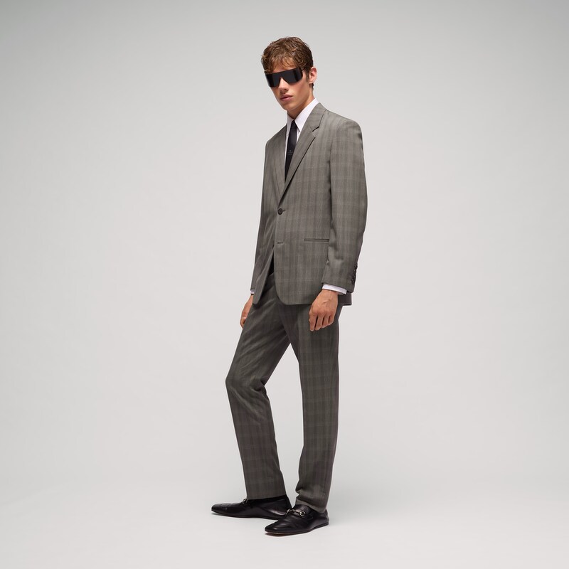 Gucci Prince Of Wales Wool Pants With Embroidery | Thumbnail 2 Gucci Prince Of Wales Wool Pants With Embroidery | Thumbnail 2
