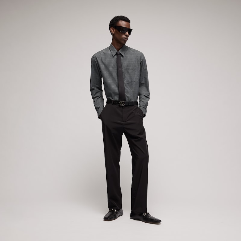 Gucci Check Cotton Lamé Shirt With Embroidery | Thumbnail 2 Gucci Check Cotton Lamé Shirt With Embroidery | Thumbnail 2