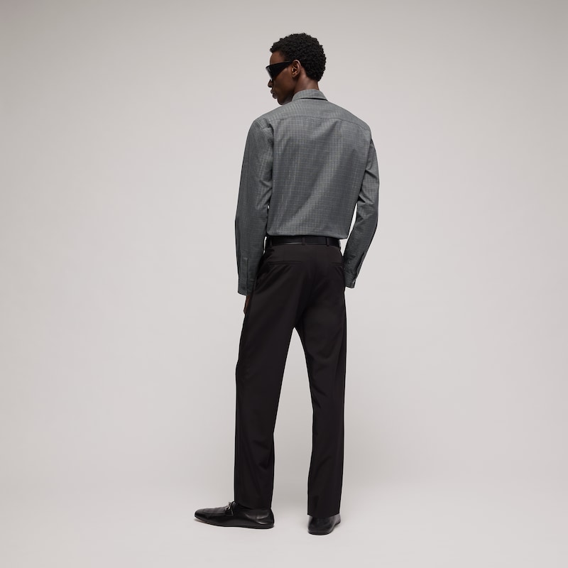 Gucci Check Cotton Lamé Shirt With Embroidery | Thumbnail 3 Gucci Check Cotton Lamé Shirt With Embroidery | Thumbnail 3