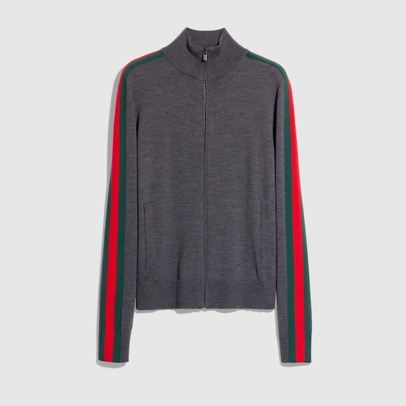 Gucci Fine Wool Zip Jacket With Web