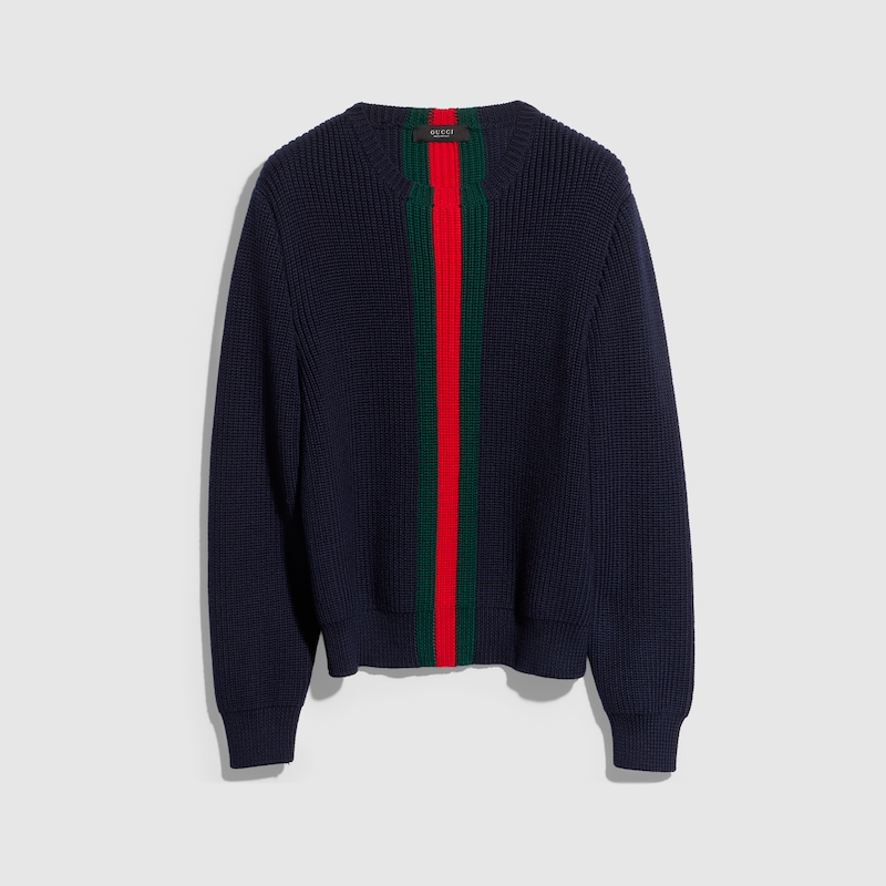 Fine Rib Wool Sweater With Web Fine Rib Wool Sweater With Web