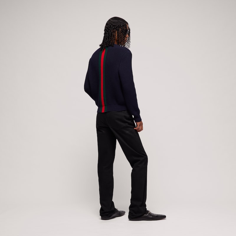 Gucci Fine Rib Wool Sweater With Web | Thumbnail 3 Gucci Fine Rib Wool Sweater With Web | Thumbnail 3
