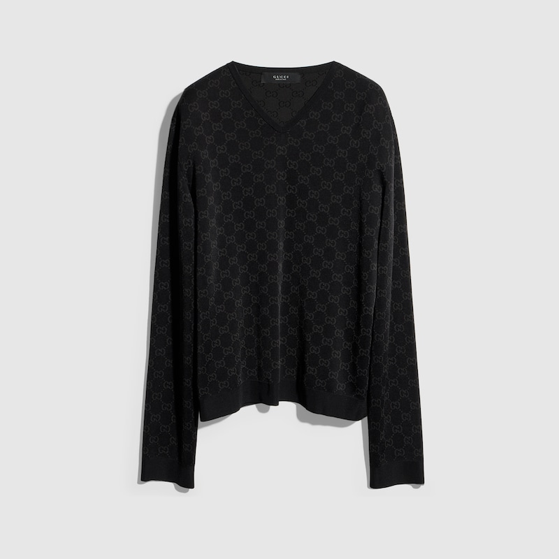 Gucci Fine Knit Viscose GG Jacquard Sweater