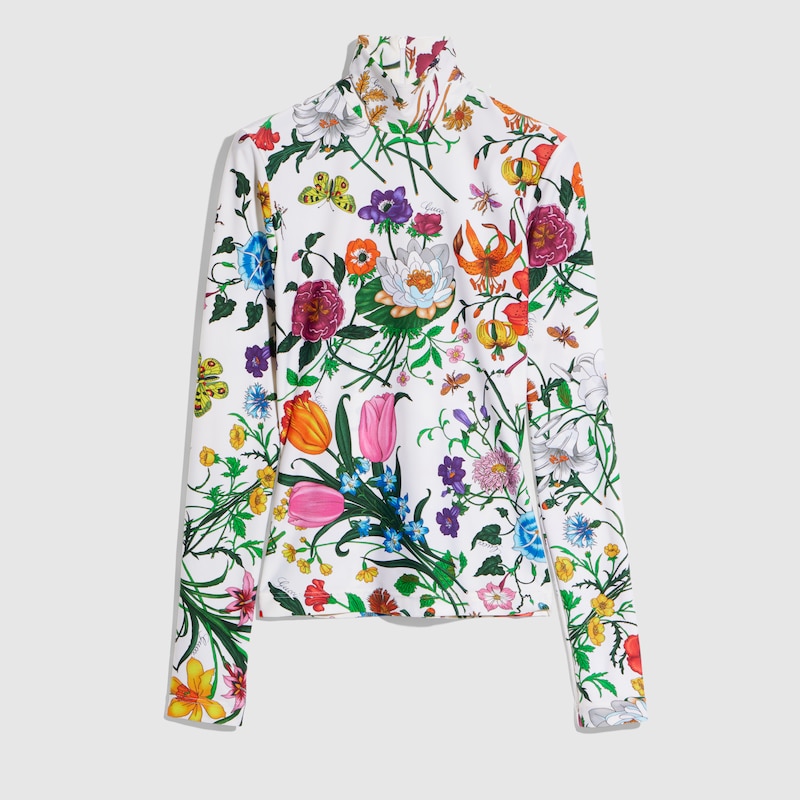Printed Nylon Jersey Turtleneck Top Printed Nylon Jersey Turtleneck Top
