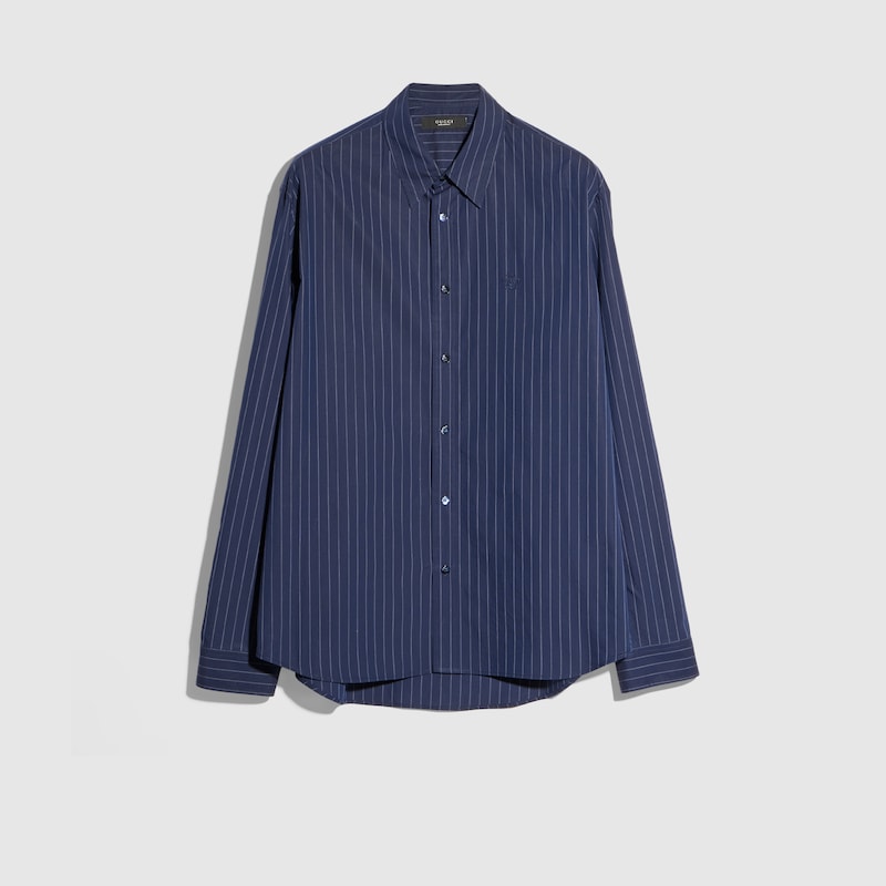 Pinstripe Cotton Shirt With Embroidery Pinstripe Cotton Shirt With Embroidery