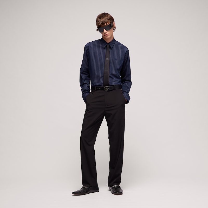 Gucci Pinstripe Cotton Shirt With Embroidery | Thumbnail 2 Gucci Pinstripe Cotton Shirt With Embroidery | Thumbnail 2