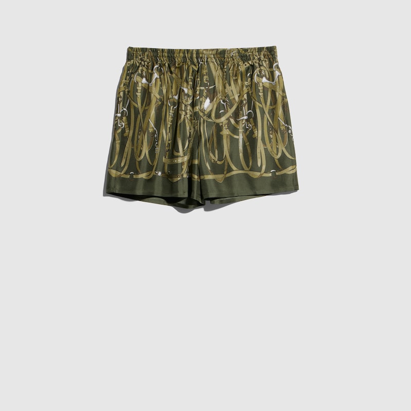 Printed Silk Twill Shorts