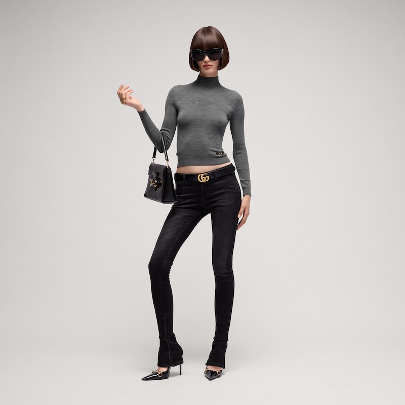 Gucci Fine Rib Knit Wool Top With Horsebit | Thumbnail 2 Gucci Fine Rib Knit Wool Top With Horsebit | Thumbnail 2