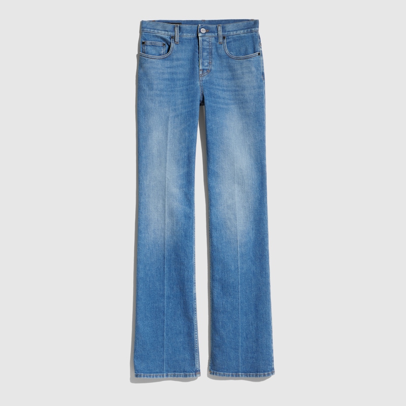 Flared Stretch Cotton Denim Pants