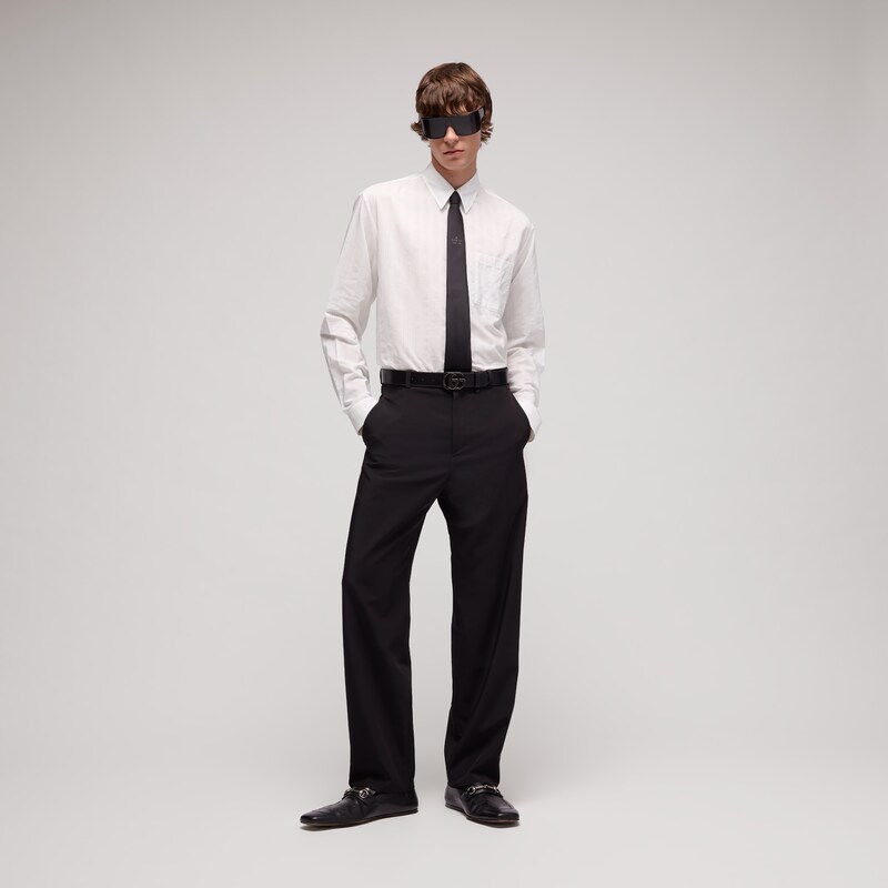Gucci Striped Technical Cotton Shirt | Thumbnail 2 Gucci Striped Technical Cotton Shirt | Thumbnail 2