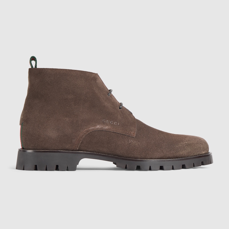 Gucci Lace-up Ankle Boot With Web