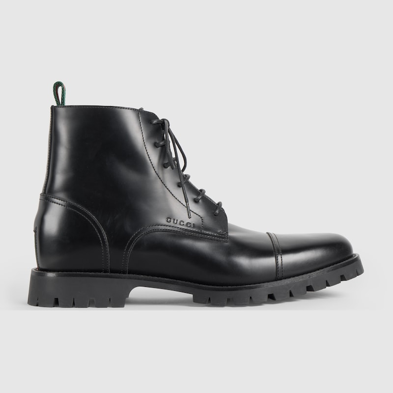 Gucci Lace-up Ankle Boot With Web