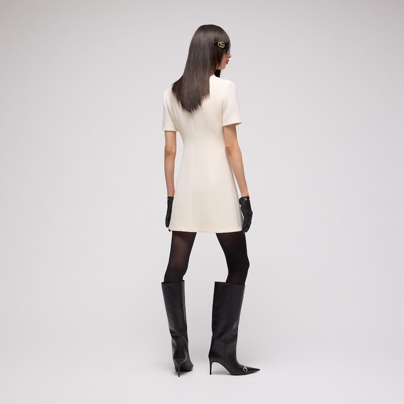 Gucci Crêpe Wool Dress With Double G Button | Thumbnail 3 Gucci Crêpe Wool Dress With Double G Button | Thumbnail 3