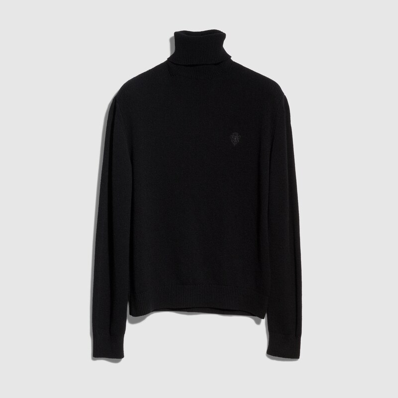Knit Cashmere Turtleneck With Embroidery Knit Cashmere Turtleneck With Embroidery