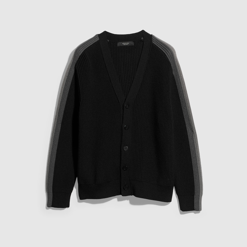 Rib Wool Cardigan With Muted Web Rib Wool Cardigan With Muted Web