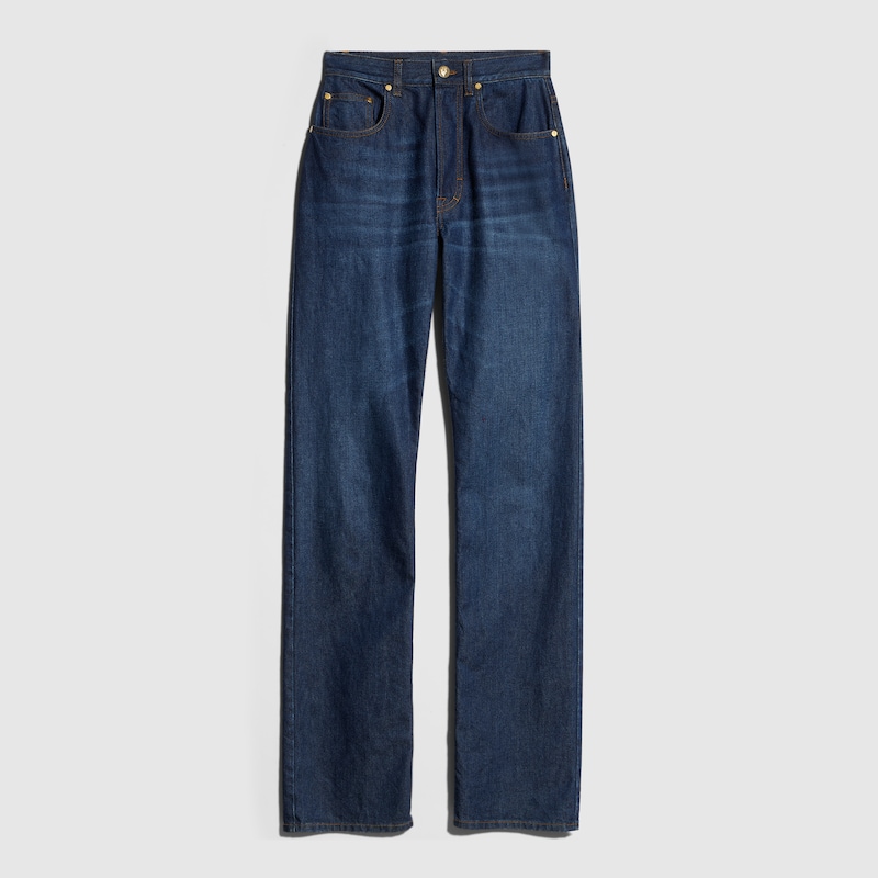 Gucci Cotton Denim Pants With Embroidery
