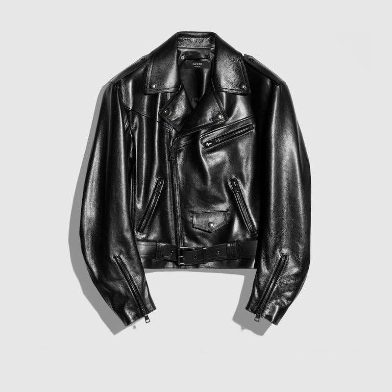 Gucci Shiny Calf Leather Biker Jacket