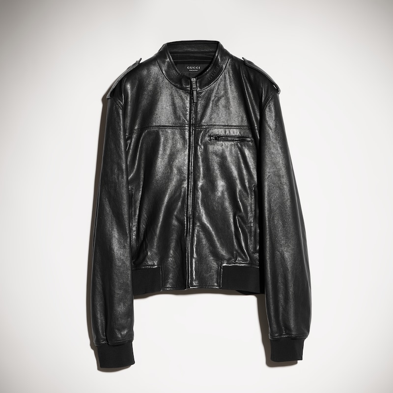 Gucci Grainy Nappa Leather Bomber Jacket | Thumbnail 2 Gucci Grainy Nappa Leather Bomber Jacket | Thumbnail 2