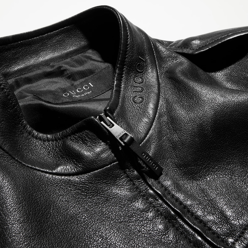 Gucci Grainy Nappa Leather Bomber Jacket | Thumbnail 3 Gucci Grainy Nappa Leather Bomber Jacket | Thumbnail 3