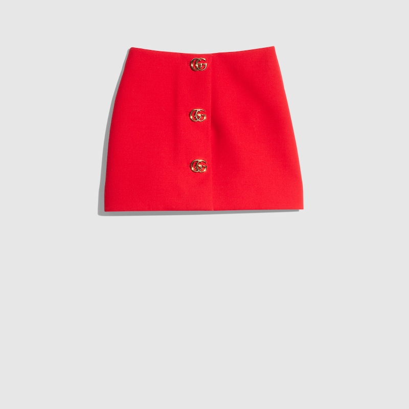 Gucci Crêpe Wool Skirt With Double G Button