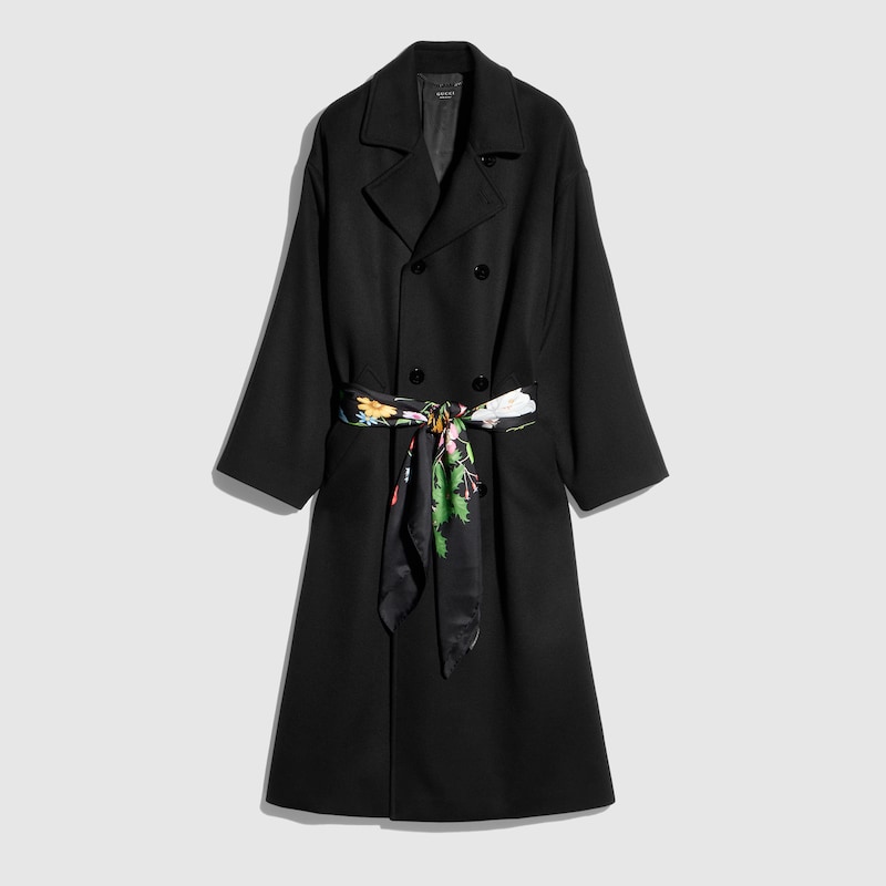 Gucci Wool Cashmere Coat With Foulard