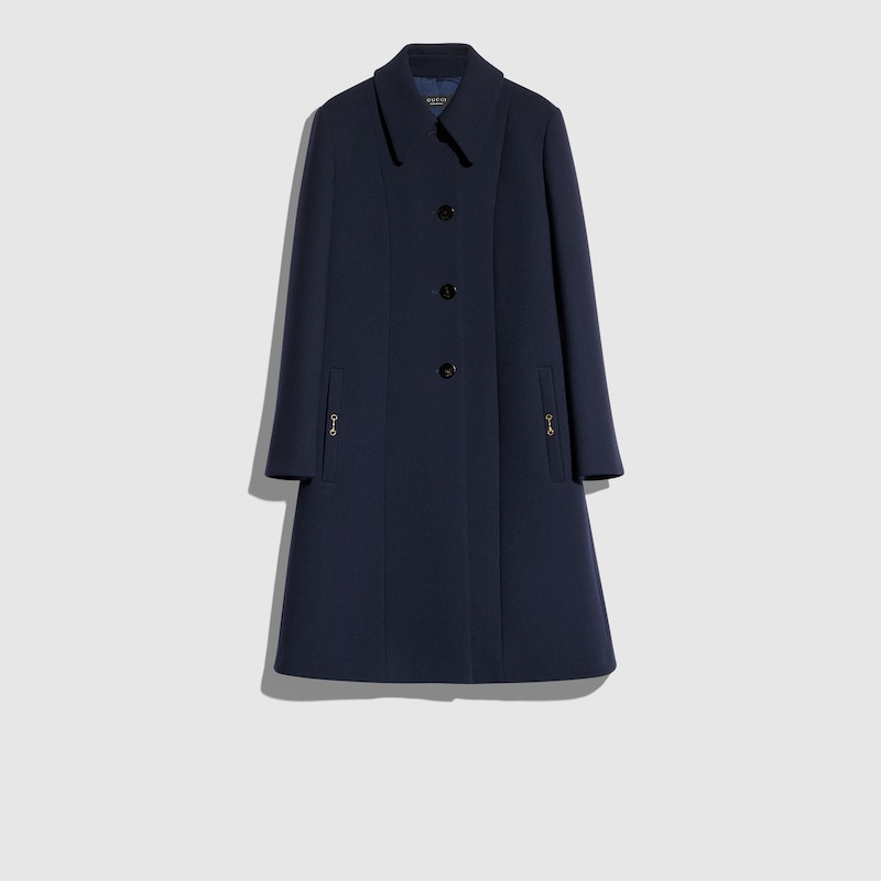 Gucci Wool Natté Coat With Horsebit