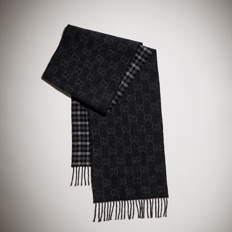 Gucci Reversible Wool Cashmere Scarf | Thumbnail 3 Gucci Reversible Wool Cashmere Scarf | Thumbnail 3