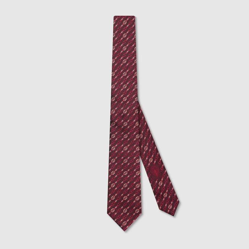 Gucci Interlocking G Belt Silk Jacquard Tie