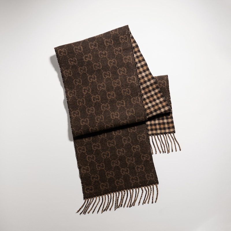 Gucci Reversible Wool Cashmere Scarf | Thumbnail 3 Gucci Reversible Wool Cashmere Scarf | Thumbnail 3