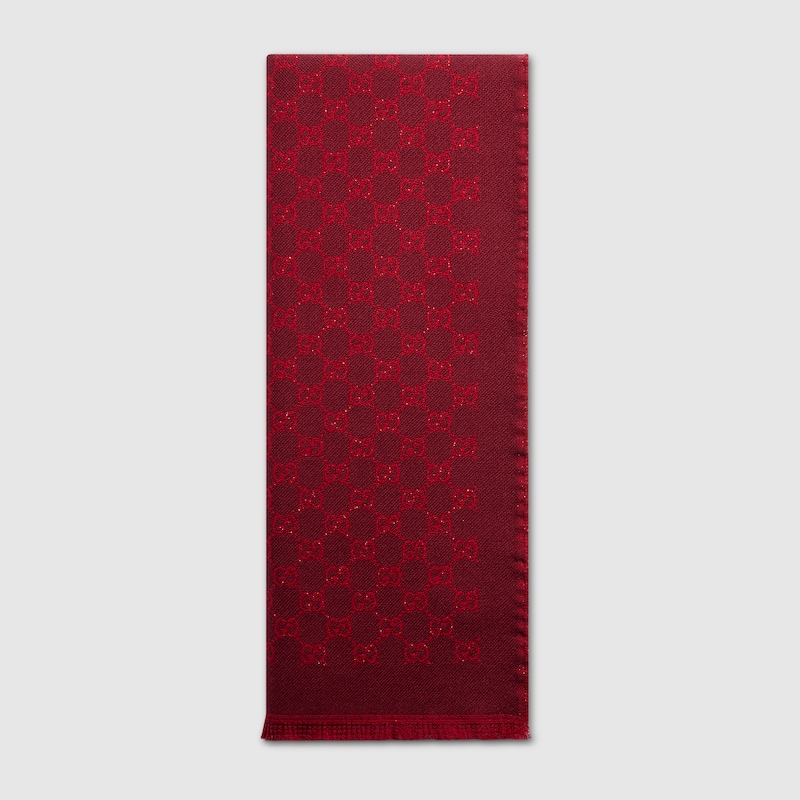 Gucci GG Wool Viscose Lamé Jacquard Scarf