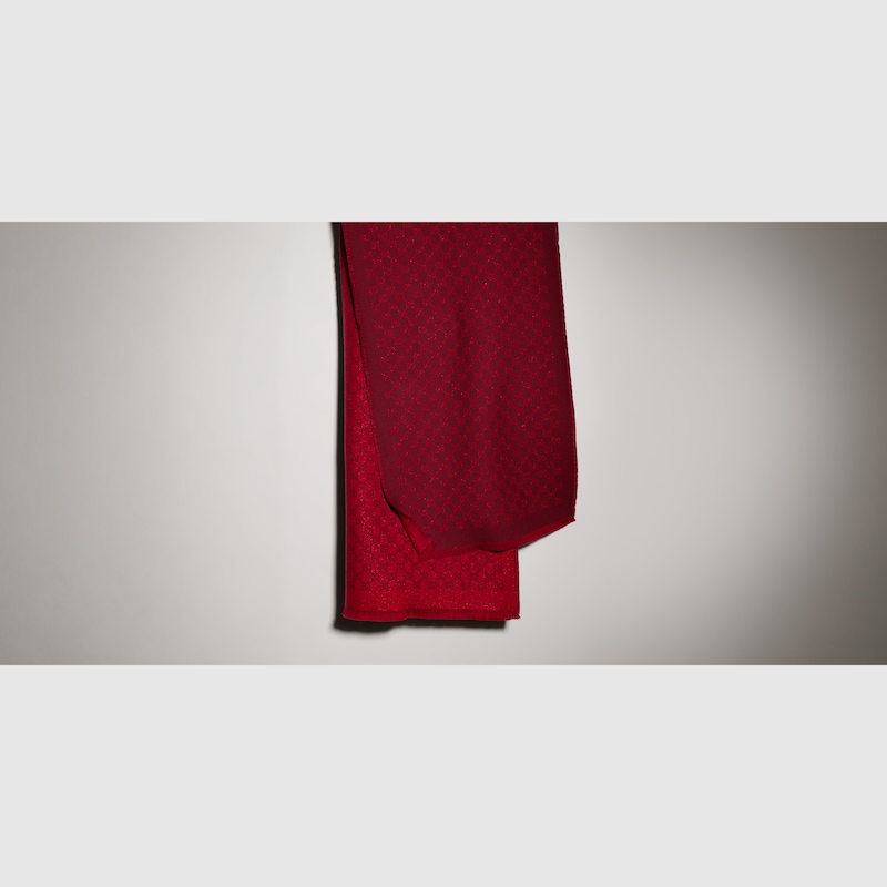 Gucci GG Wool Viscose Lamé Jacquard Scarf | Thumbnail 3 Gucci GG Wool Viscose Lamé Jacquard Scarf | Thumbnail 3