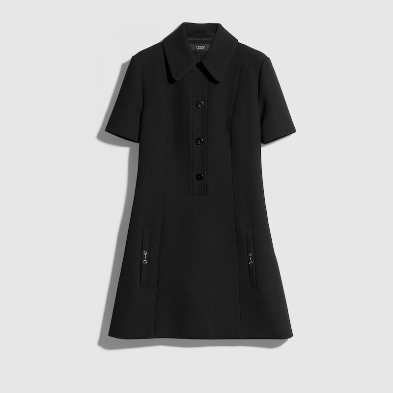 Gucci Crêpe Wool Polo Dress With Horsebit