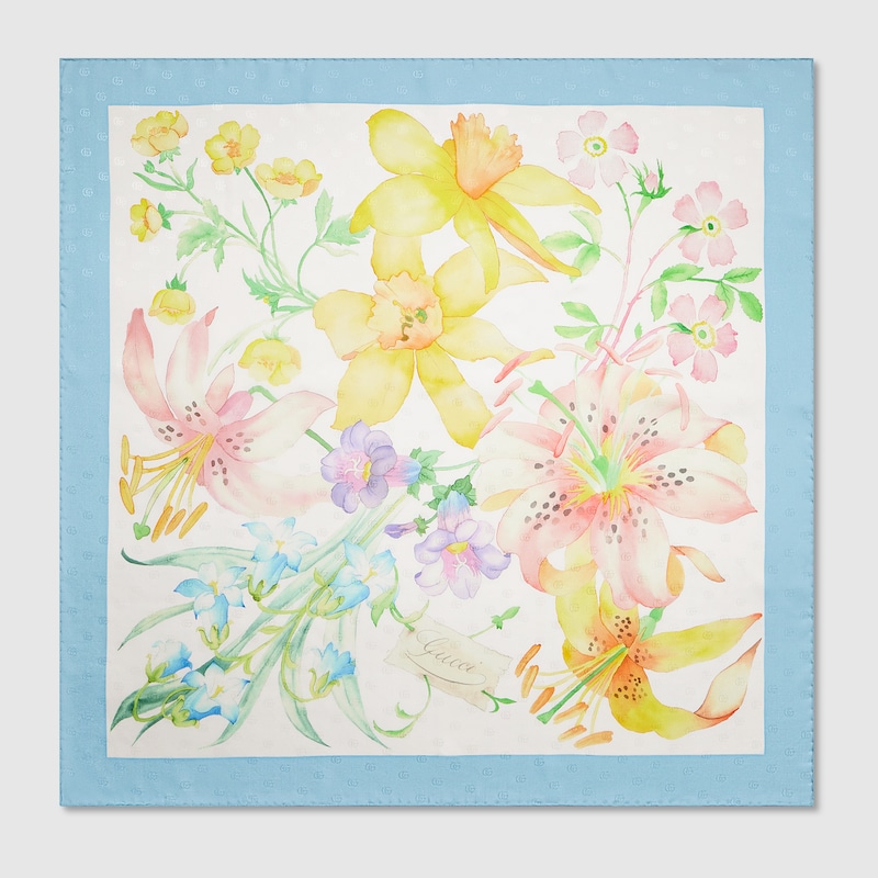 Printed Double G Silk Carré Printed Double G Silk Carré