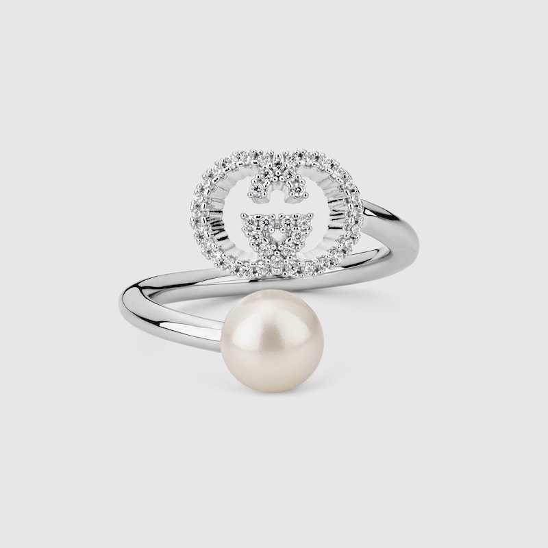 Gucci Pearl And Crystal Ring