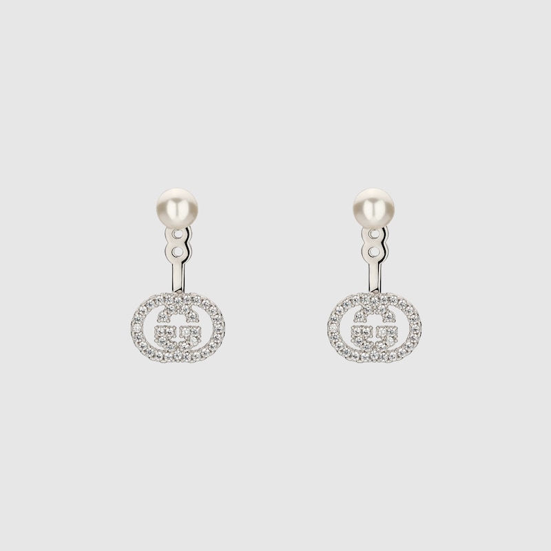 Gucci Pearl And Crystal Ear Jacket Earrings