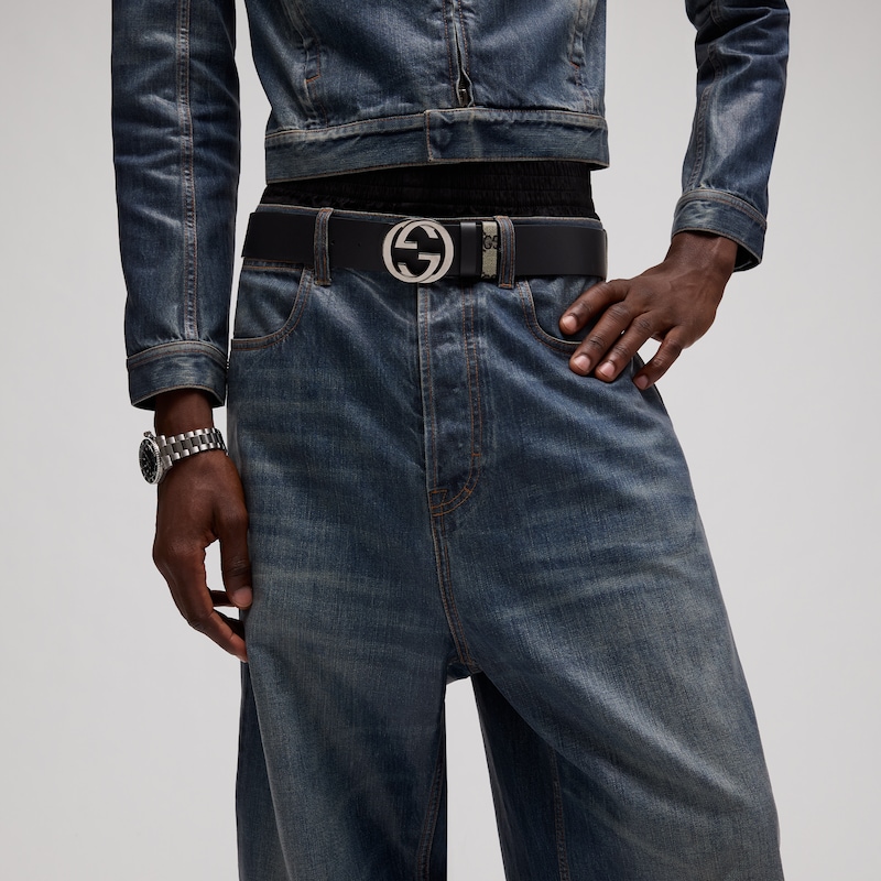 Gucci Reversible Belt With Interlocking G Buckle | Thumbnail 3 Gucci Reversible Belt With Interlocking G Buckle | Thumbnail 3
