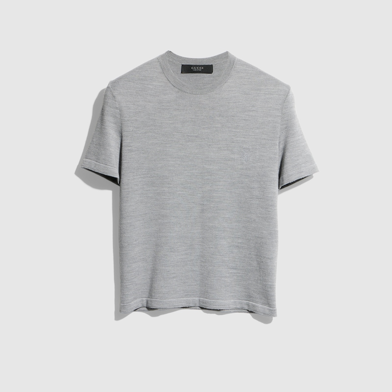 Gucci Cropped Knit Wool Silk Blend T-shirt