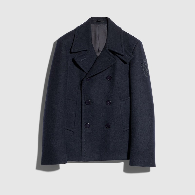 Gucci Felted Wool Coat With Embroidery