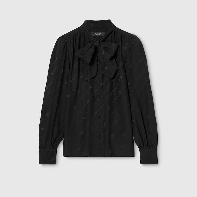 Silk Crêpe Satin Interlocking G Shirt Silk Crêpe Satin Interlocking G Shirt