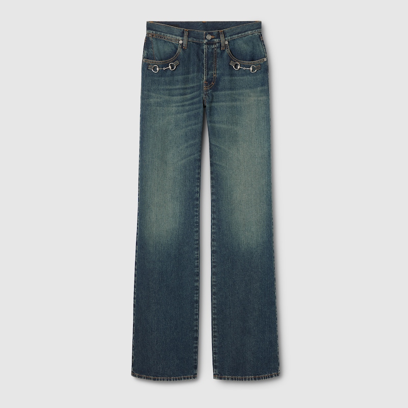Cotton Denim Pants With Horsebit Cotton Denim Pants With Horsebit