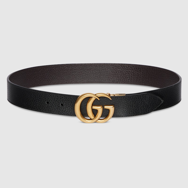 Reversible Leather Belt With Double G Buckle