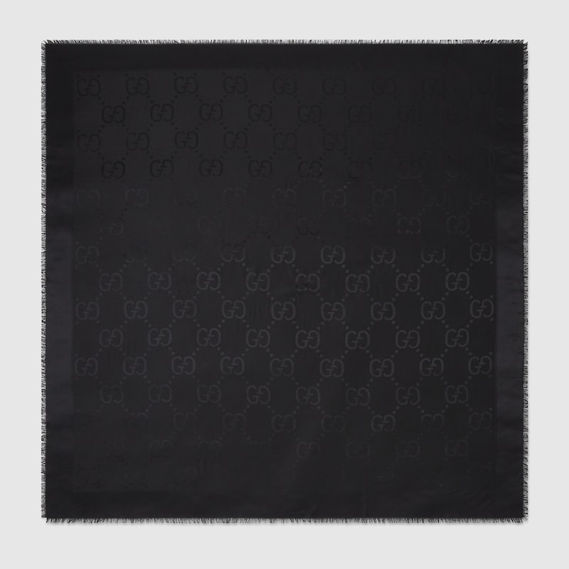 GG Jacquard Silk Wool Shawl